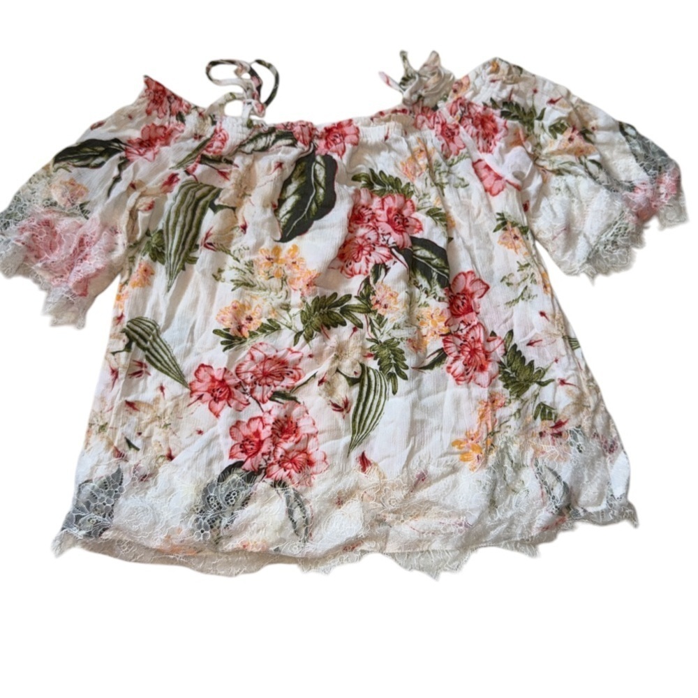 New York & CO. Floral Off-Shoulder Top Size XS